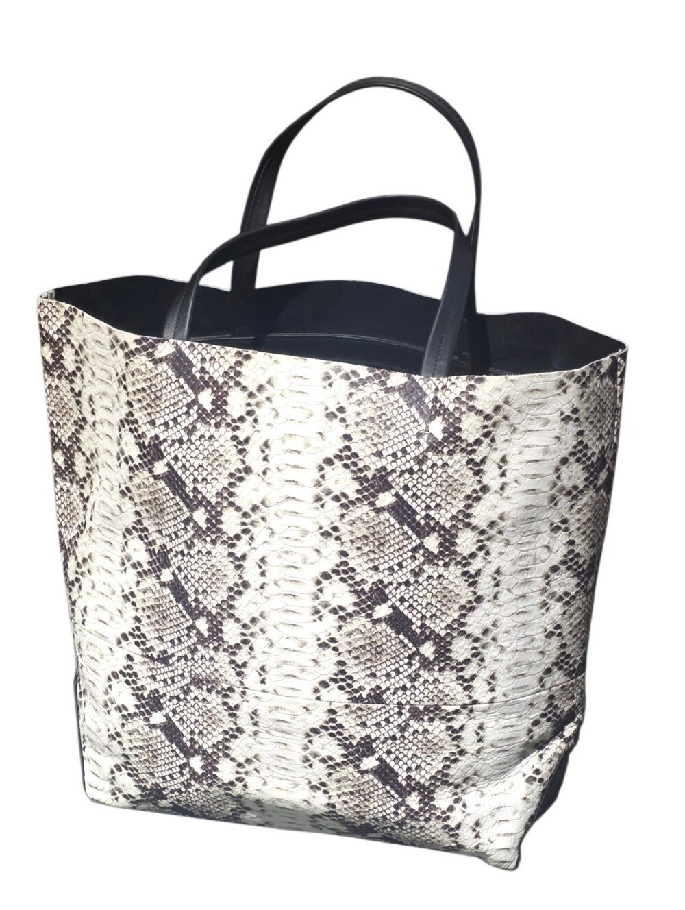 Alice.D Milano Large Python Print Leather Tote Bag – Made in Italy